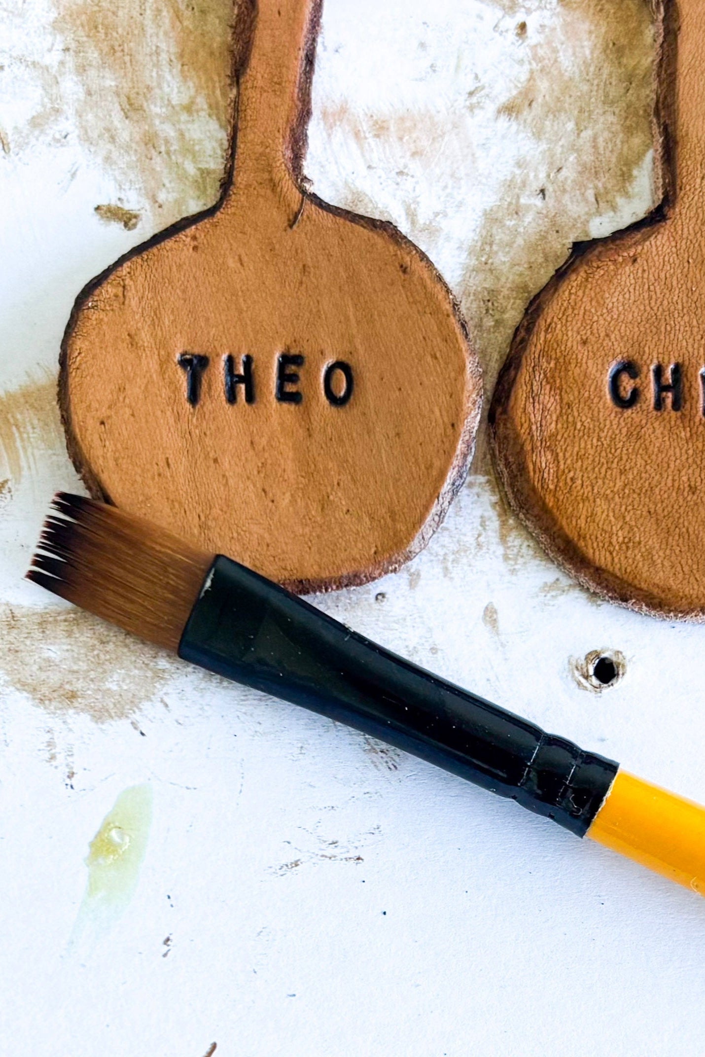 Rustic leather Identification Tag